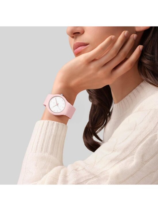 Ln Lenqin Women\'s Pink White Analog Quartz Leather Strap Waterproof Wrist Watch